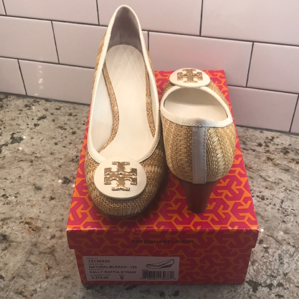 Tory Burch Sally Raffia Straw Wedge